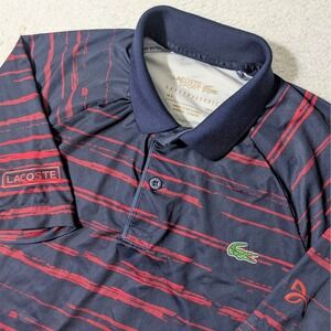 Lacoste Polo Shirt Mens Sm Navy Red Novak Djokovic Stretch Ultra Dry DH7973
